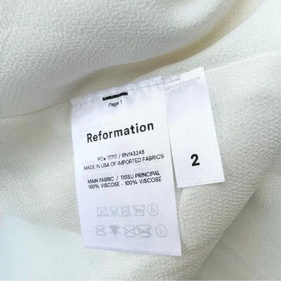 NEW REFORMATION Evelyn Dress Ivory White Size 2 - Picture 8 of 9